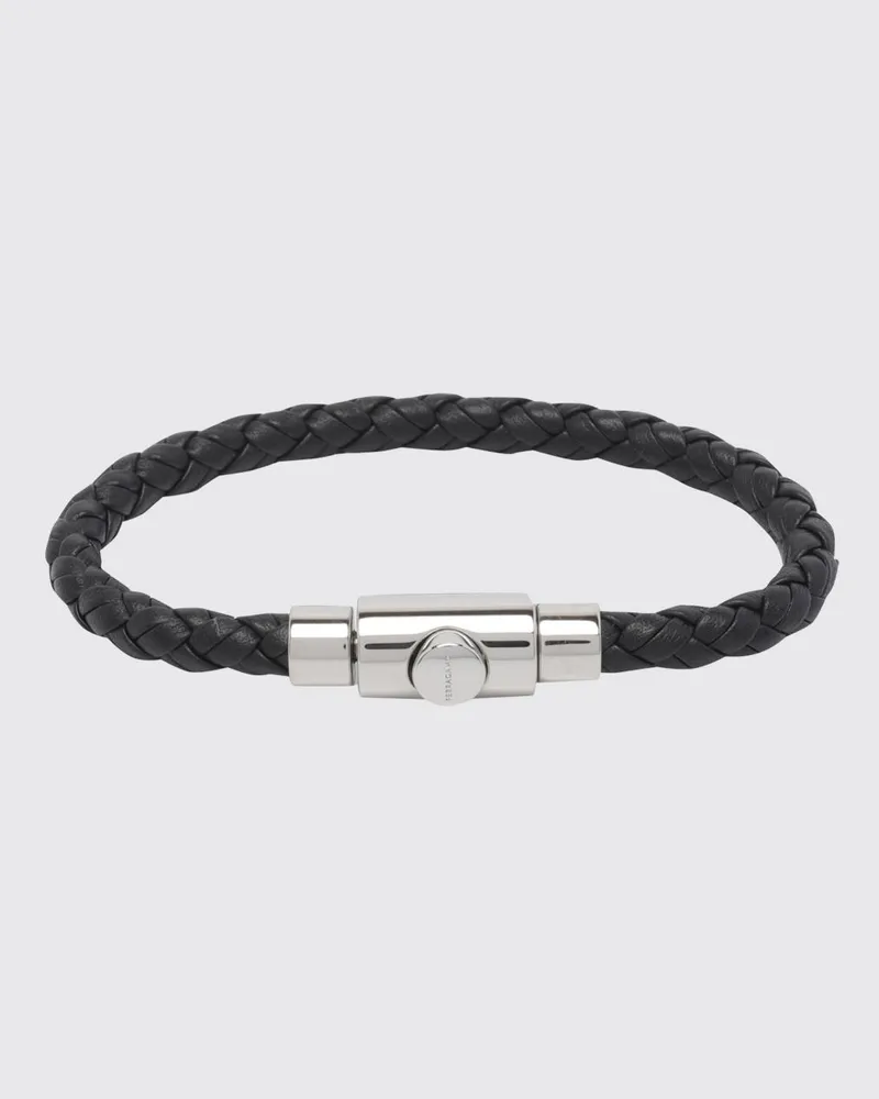 Ferragamo Armband aus geflochtenem Kalbsleder mit Klickverschluss Schwarz