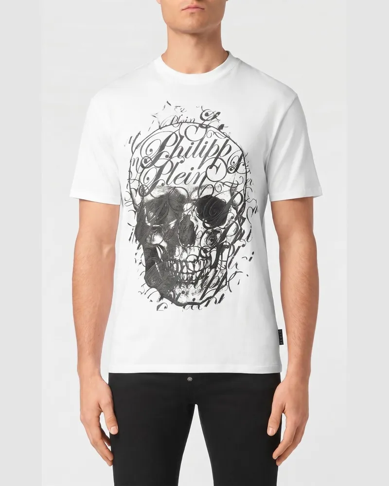 Philipp Plein Skull Baumwoll-T-Shirt Weiß