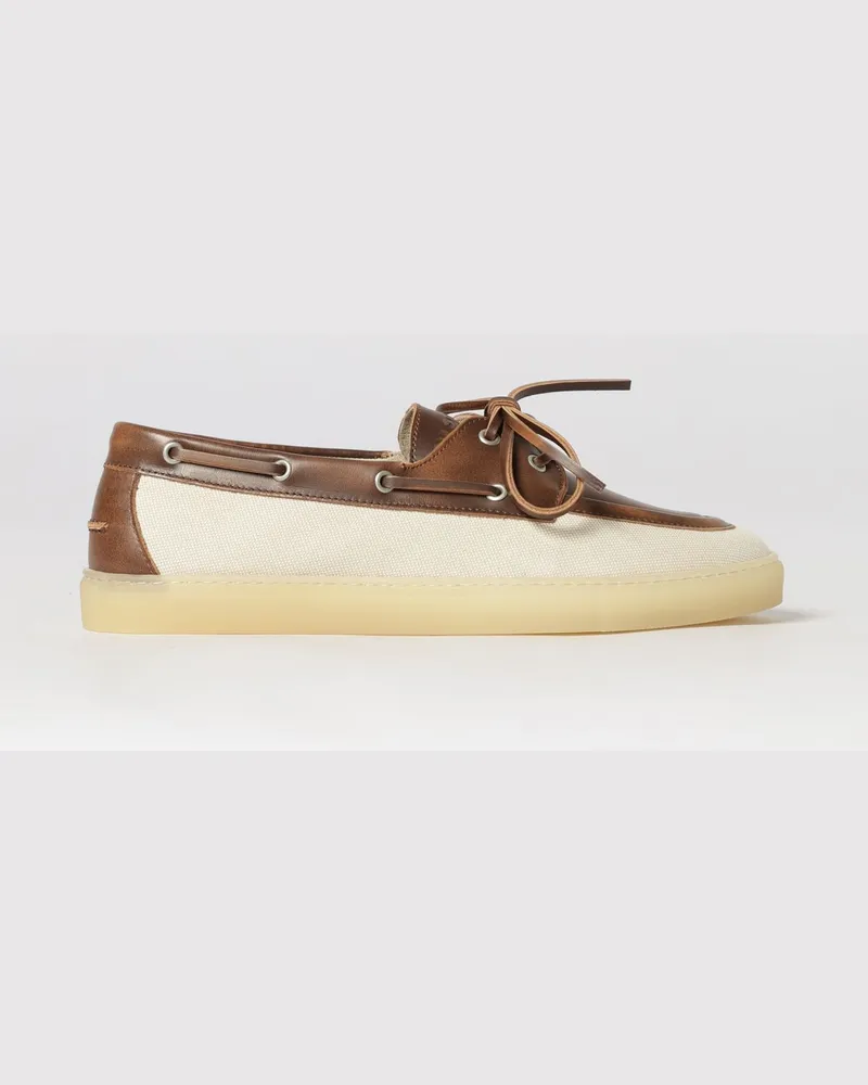 Copenhagen Paia Leder- und Baumwoll-Canvas Bootsschuhe Braun