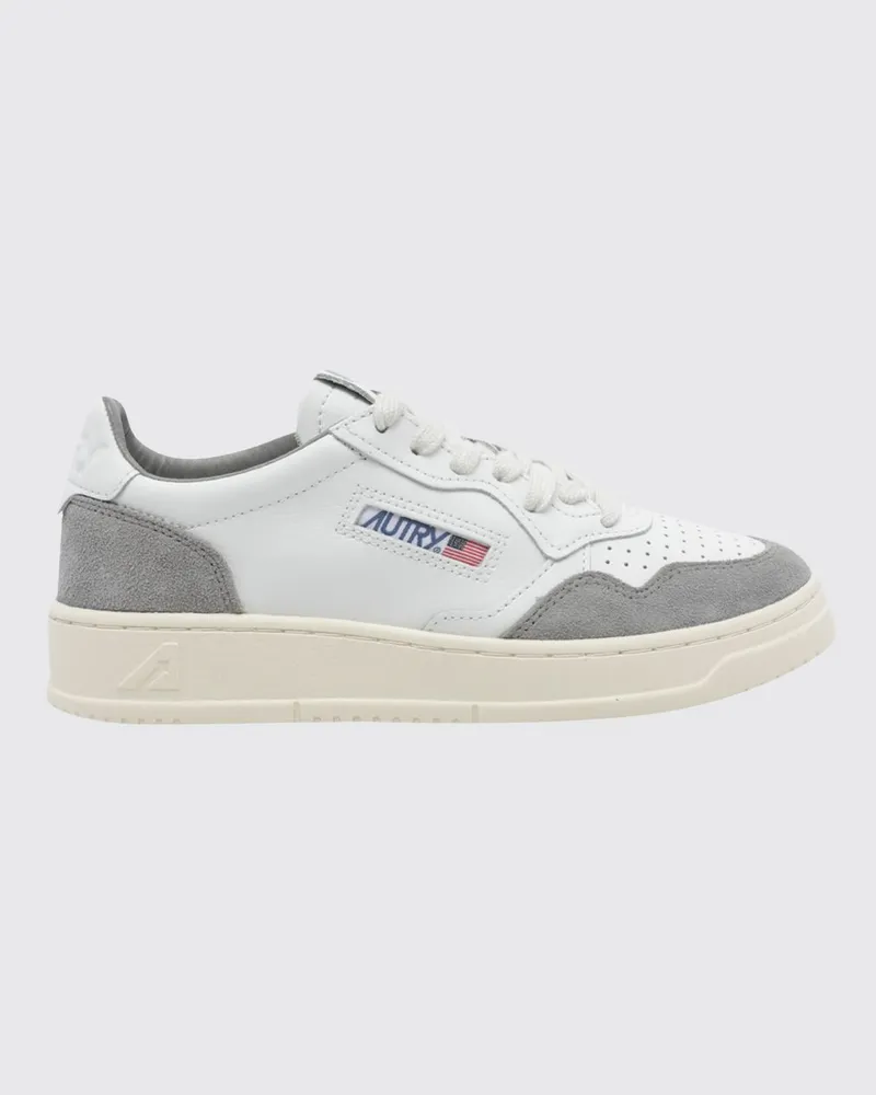 AUTRY Medalist Low Bicolor-Ledersneaker mit perforierter Spitze Ivory