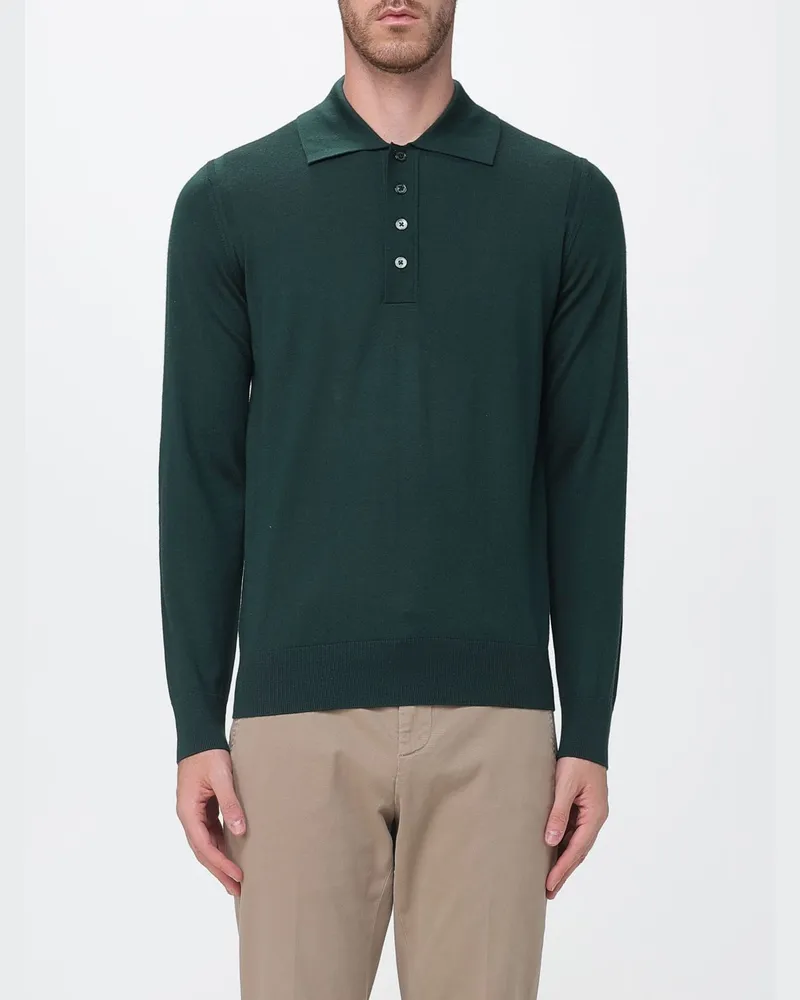 Paolo Pecora Milano Woll-Cardigan mit Reißverschluss und Stehkragen Grün