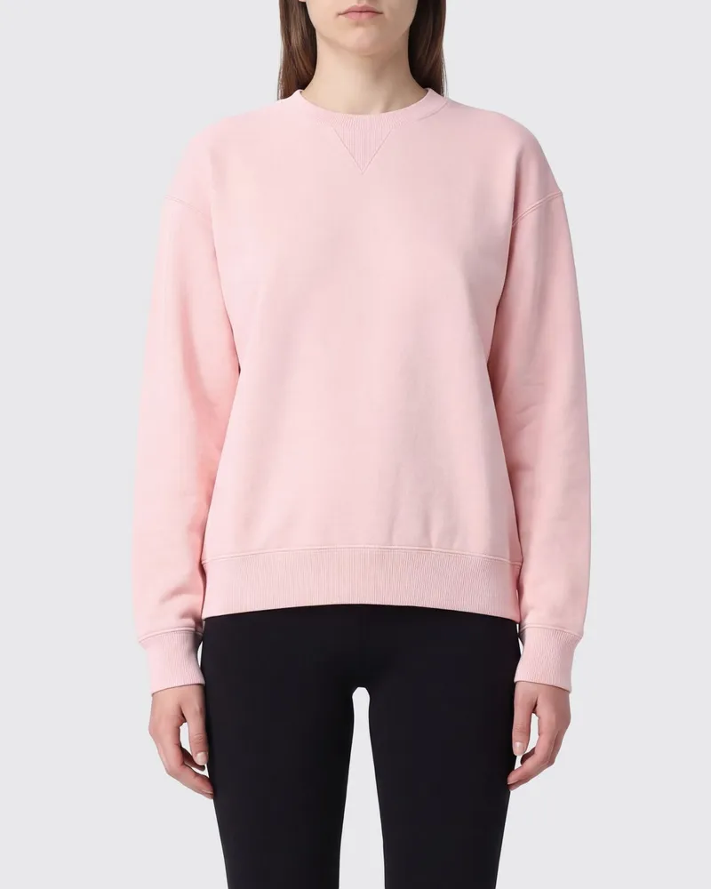 Jil Sander Rundhals-Sweatshirt aus Baumwolle mit überschnittenen Schultern und elastischem Saum Pink