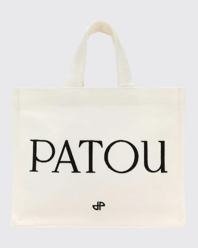 Patou Henkeltasche aus Baumwolle mit doppeltem Griff und gesticktem Logo Weiß