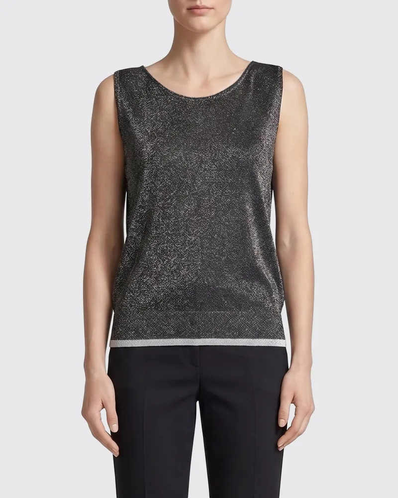 Roberto Collina Basic Lurex-Top Weiß