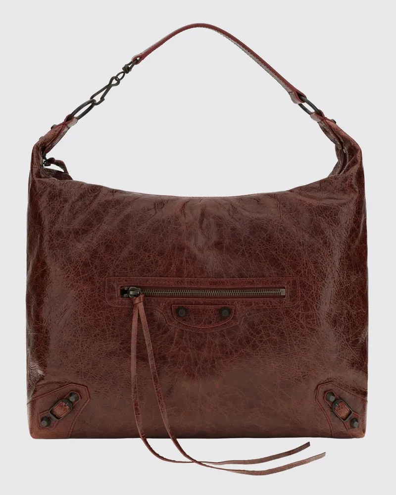 Balenciaga Le City Schultertasche als Hobo-Modell aus Lammleder mit Nieten Rot