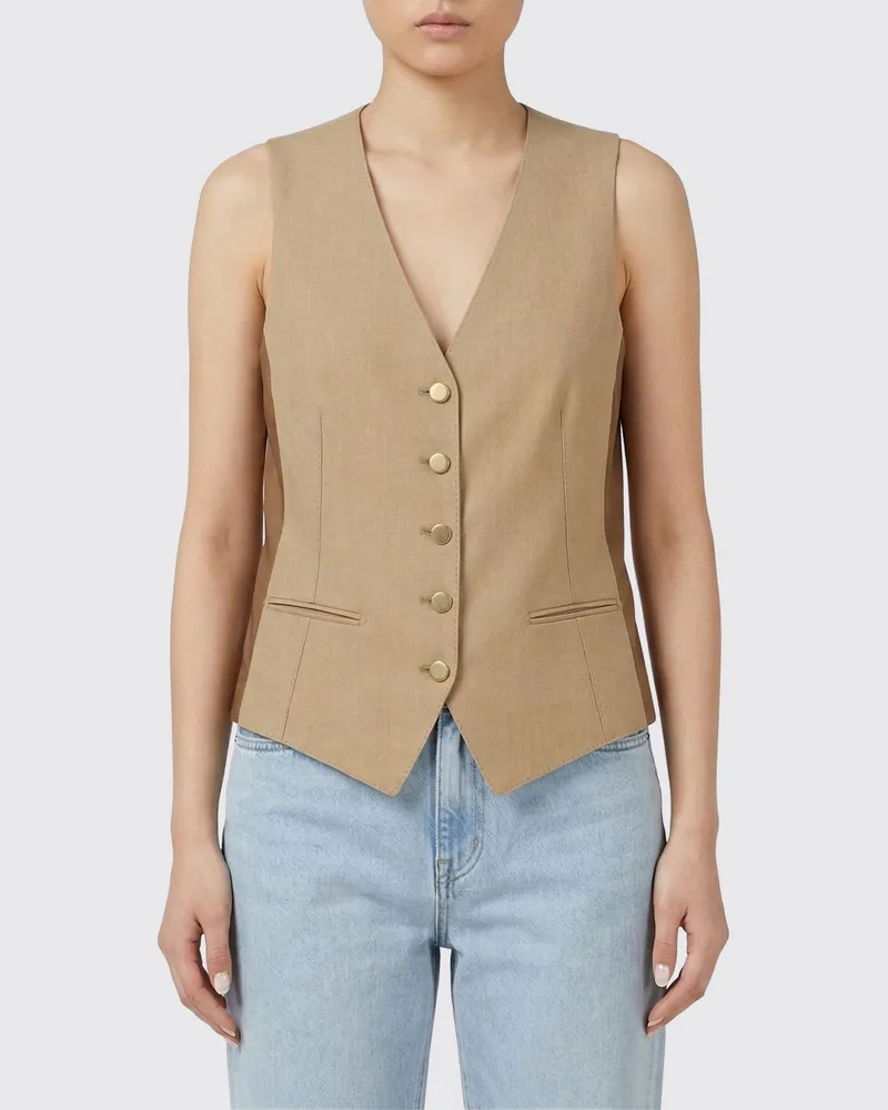 Tagliatore Einreihige Leinenweste Beige