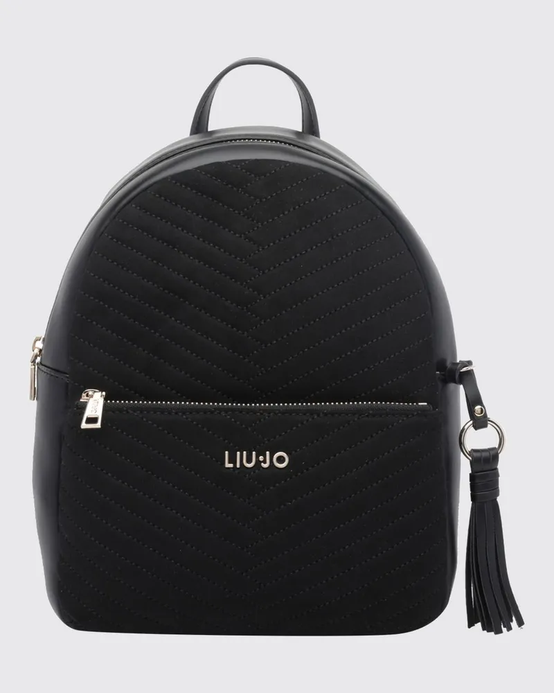 Liu Jo Rucksack aus Kunstleder mit Chevron-Muster und verstellbaren Trägern Schwarz