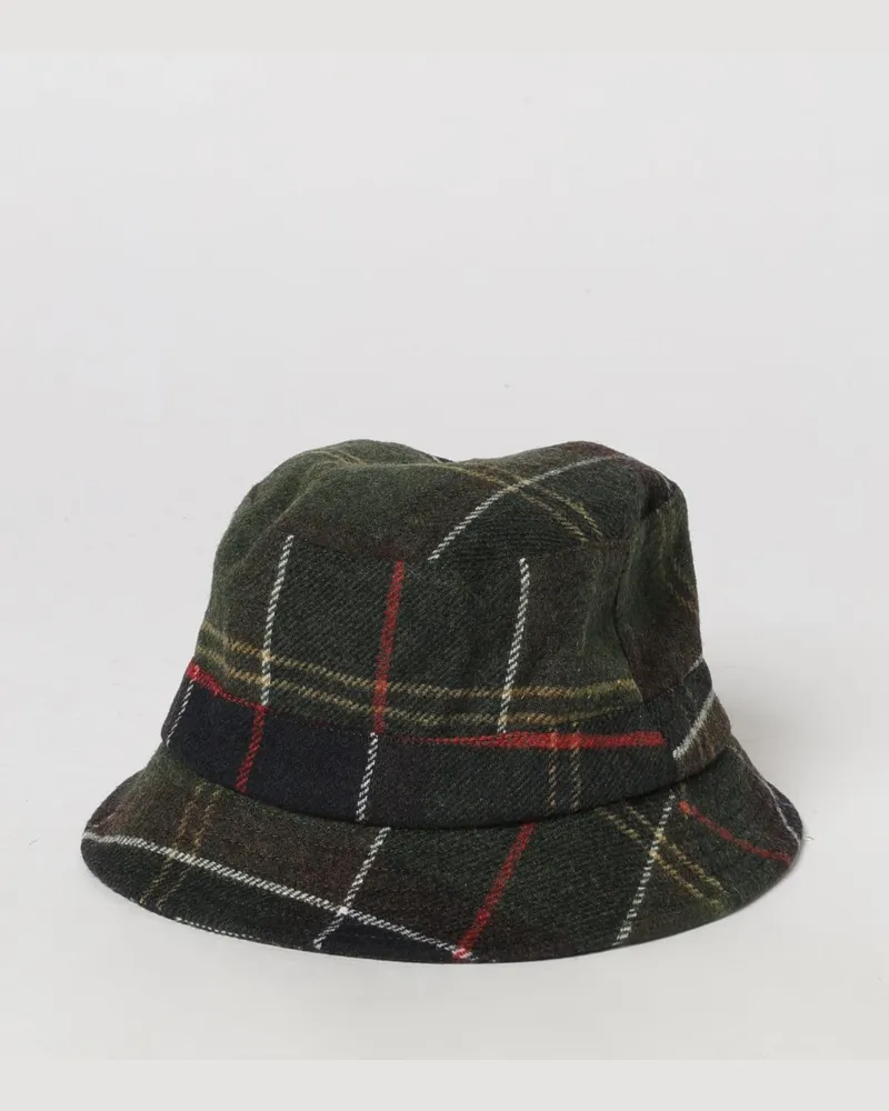 Barbour Bucket Hat aus Wollmischung mit Tartan-Muster und aufgesetztem Logo Grün
