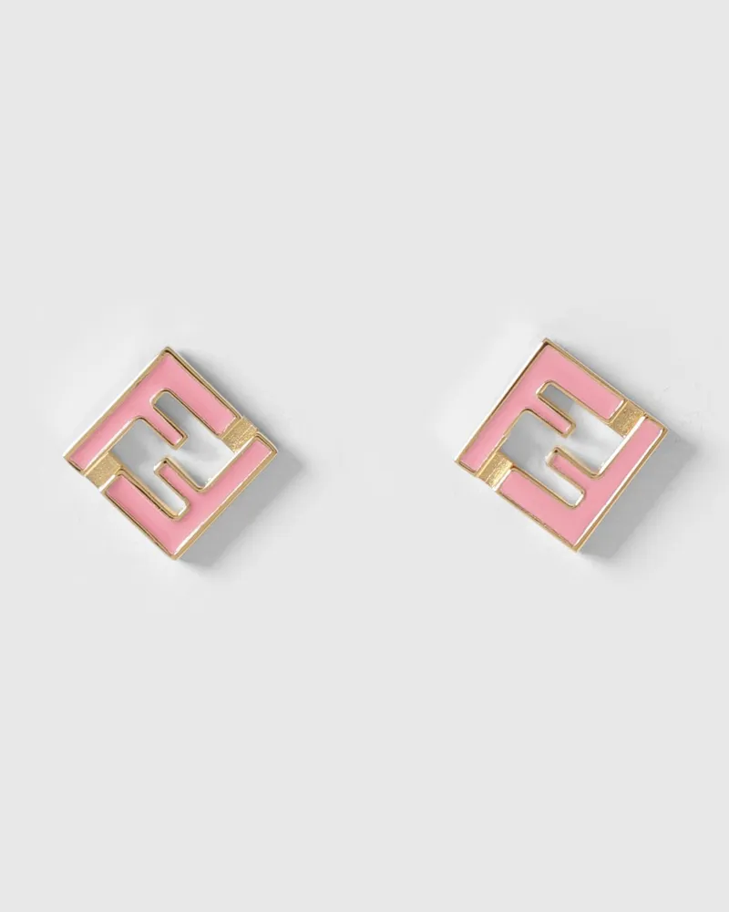 Fendi Forever Ohrringe aus emailliertem Messing Pink