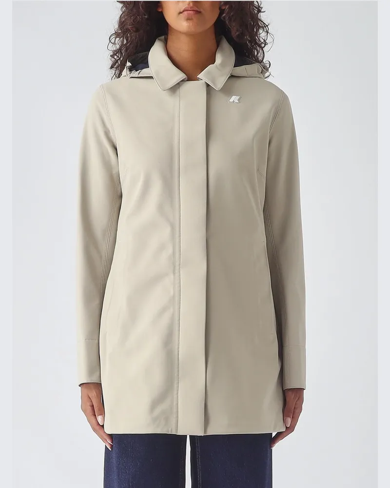 K-Way Einreihiger wasserdichter Nylon-Trenchcoat Blau