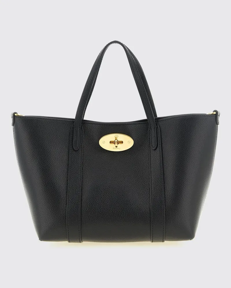 Mulberry Bayswater Handtasche aus genarbtem Kalbsleder von mit Postman's Lock-Verschluss Schwarz