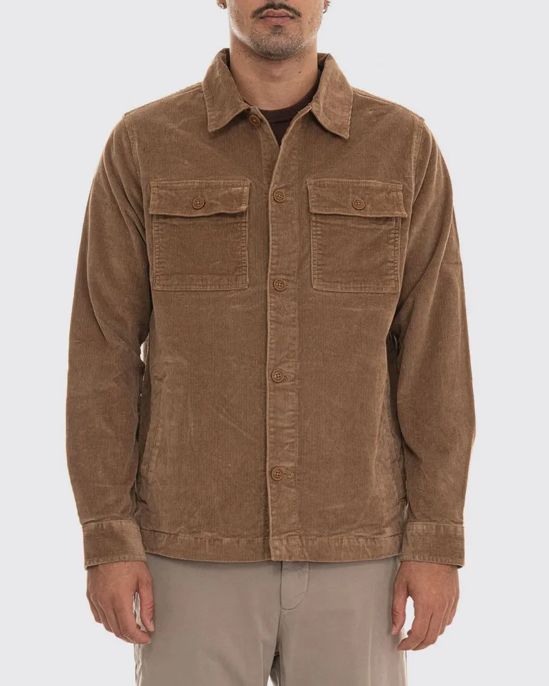 Barbour Langärmeliges Samthemd mit aufgesetzter Tasche Beige