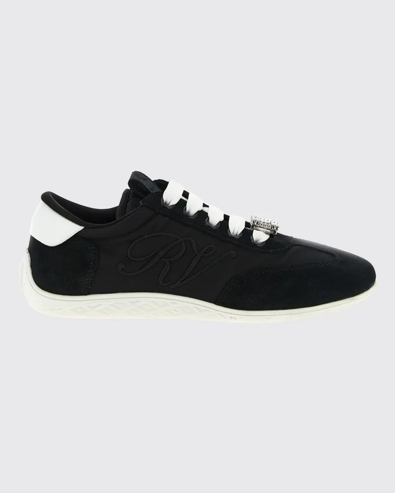 Roger Vivier Viv Low Sneakers aus Leder und Stoff mit Schmuckschnalle Weiß