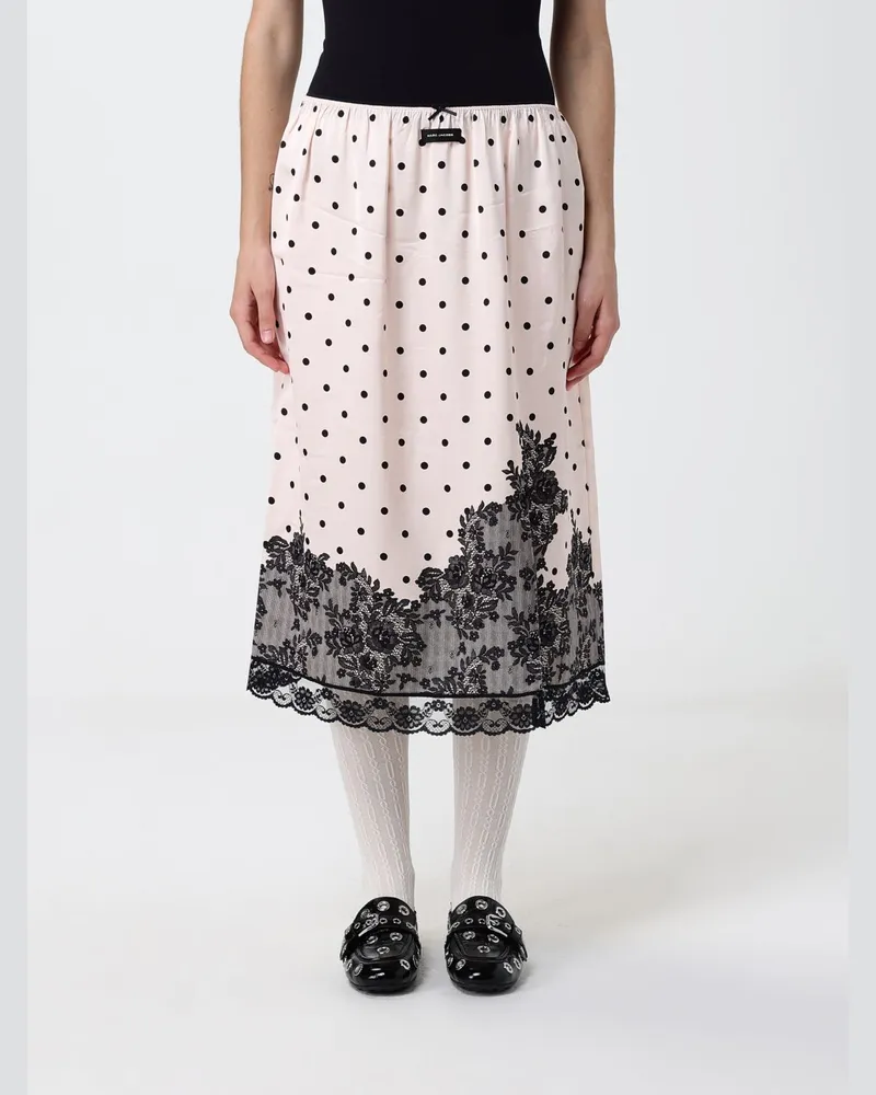 Marc Jacobs Gepunkteter Rock mit Spitzeneinsätzen Pink