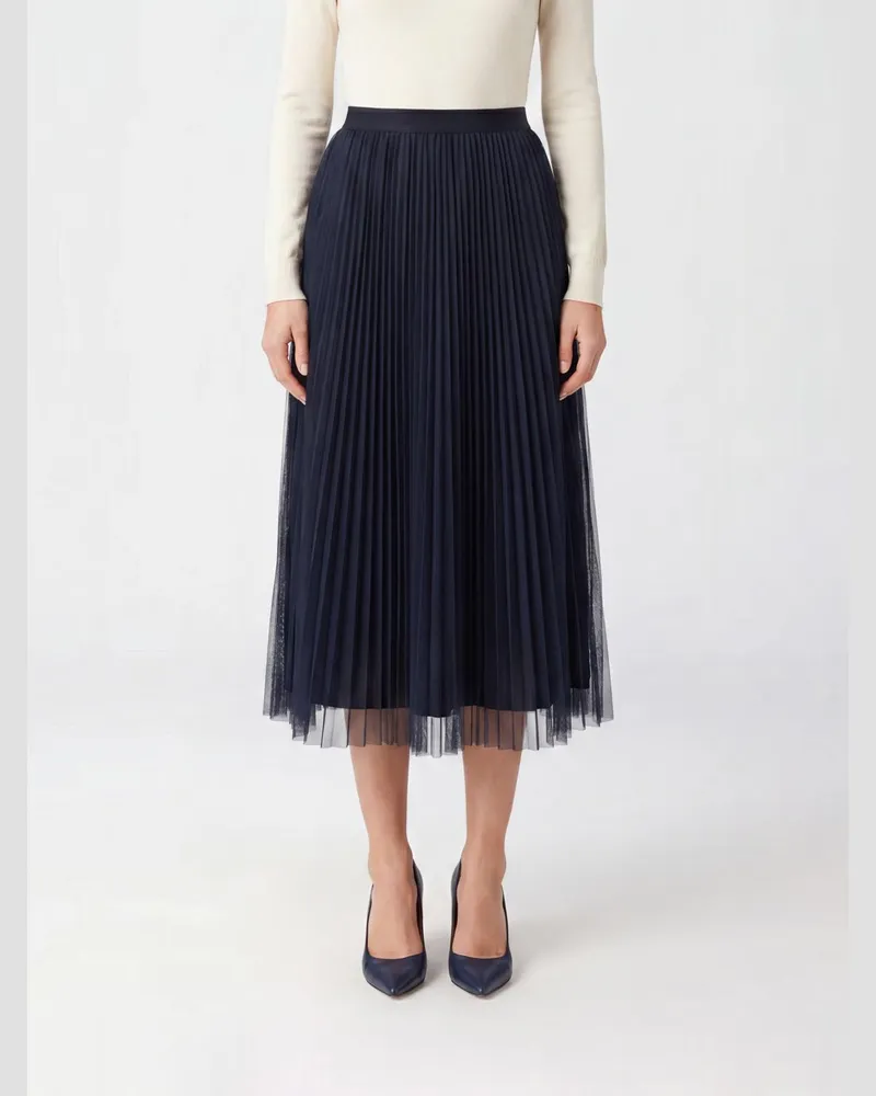 Fabiana Filippi Plissierter Crêpe-Midirock mit hohem elastischem Bund Blau