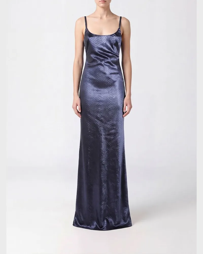 Elisabetta Franchi Langes Abendkleid von aus Satin mit Python-Print Blau