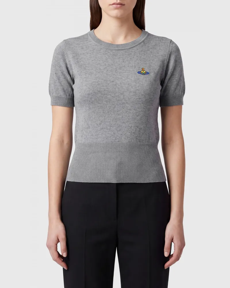 Vivienne Westwood Slim-Fit Pullover aus Baumwolle und Kaschmir mit Orb-Logo Grau