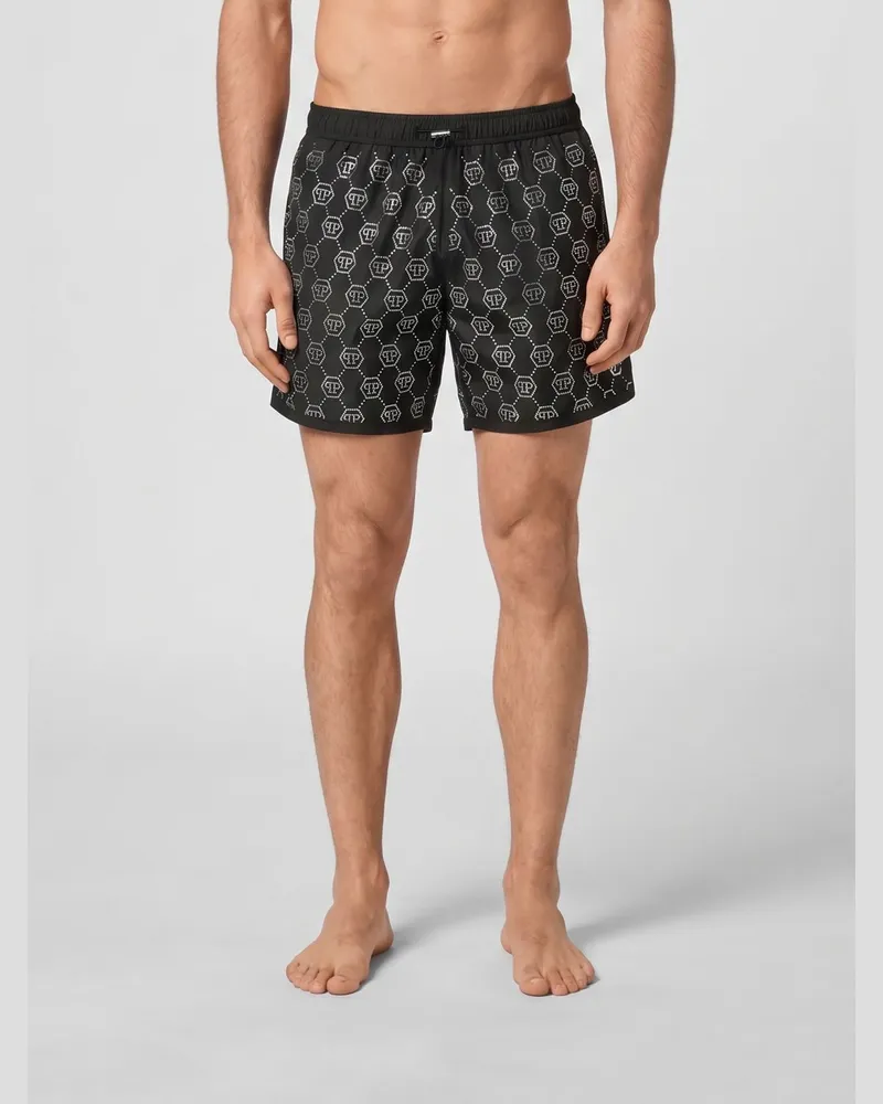 Philipp Plein Badeanzug aus Polyester mit Strasssteinen Schwarz