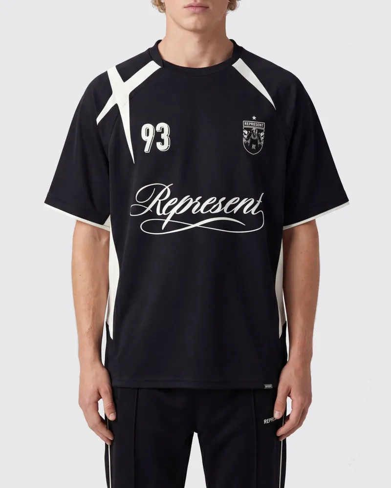 REPRESENT Polyester-T-Shirt mit Logo und kontrastierenden Profilen Schwarz