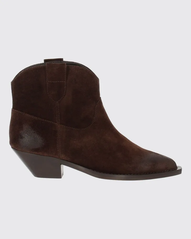 Via Roma 15 Western-Stiefeletten aus gealtertem Leder mit niedrigem Absatz Dark