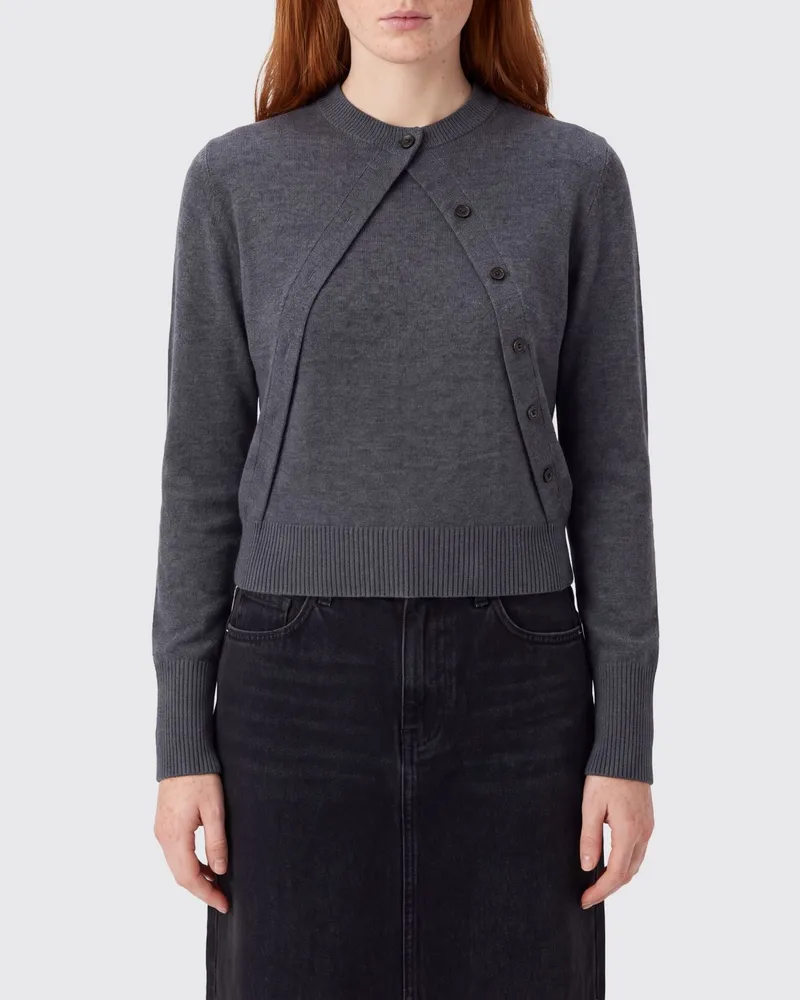 Pinko Pullover mit Rundhalsausschnitt aus reiner Wolle mit langen Ärmeln und Rippbündchen Grau
