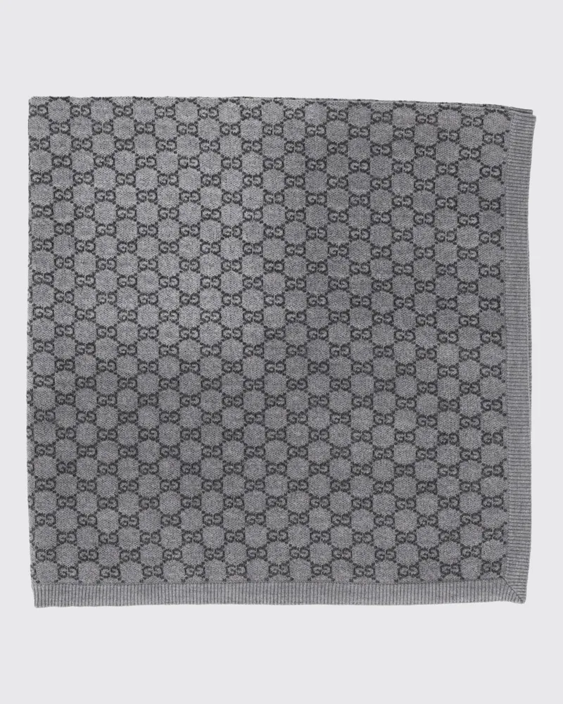Gucci Baby-Wiegedecke aus Merinowolle mit GG-Jacquard-Logo Grau