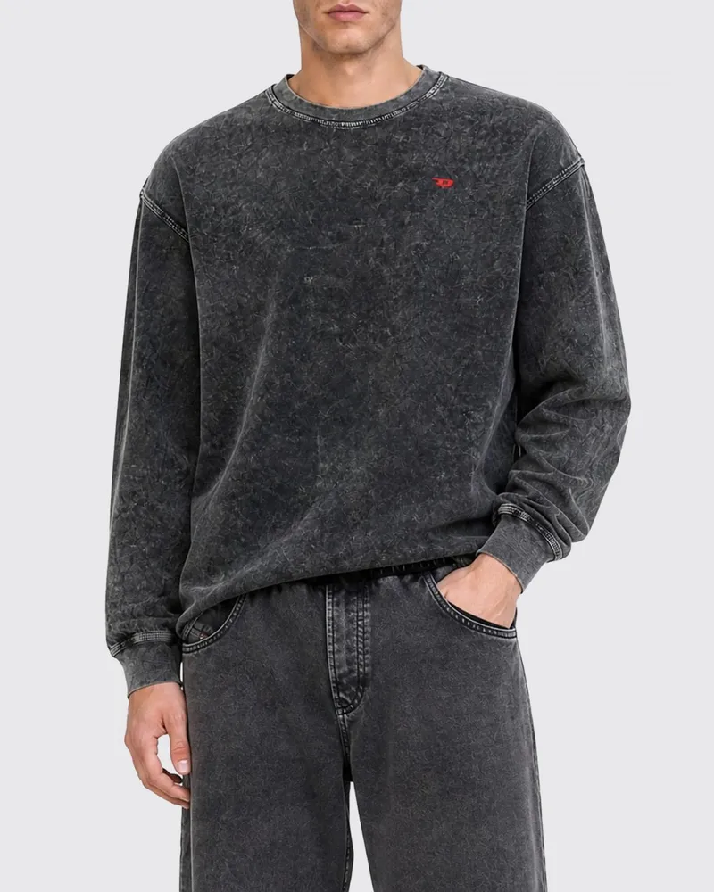 Diesel Relaxed-Fit Baumwoll-Sweatshirt mit Rundhals und kontrastierender Logo-Stickerei Grau