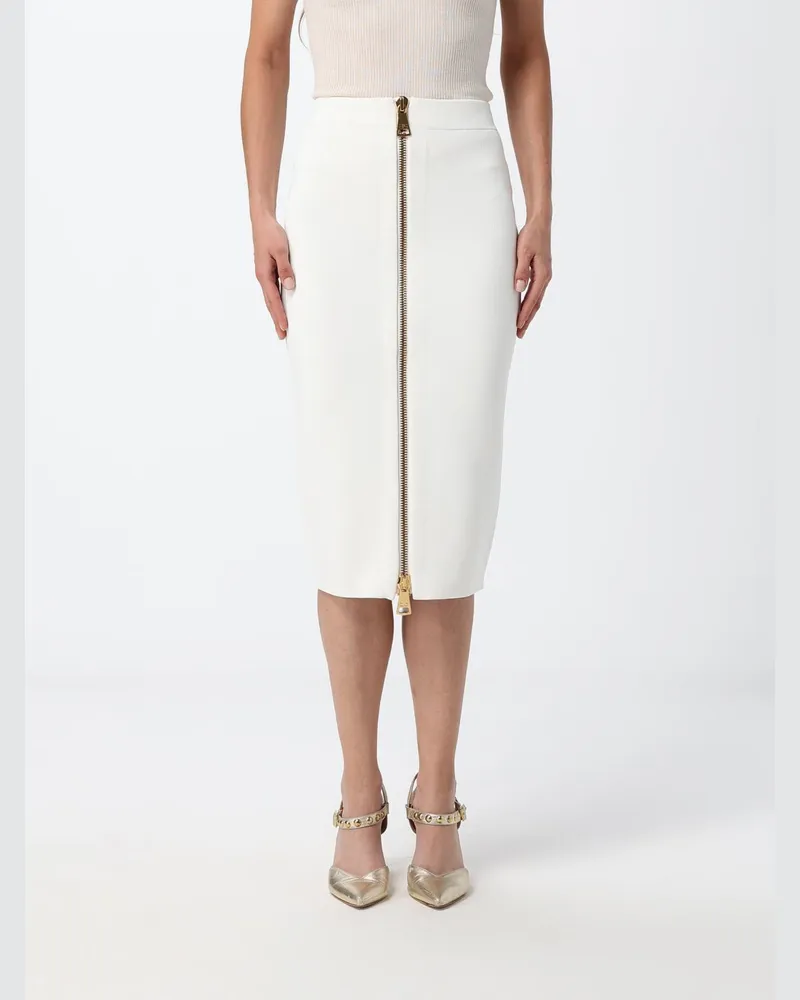 Elisabetta Franchi Hoch taillierter Midi-Bleistiftrock von aus Jersey Ivory