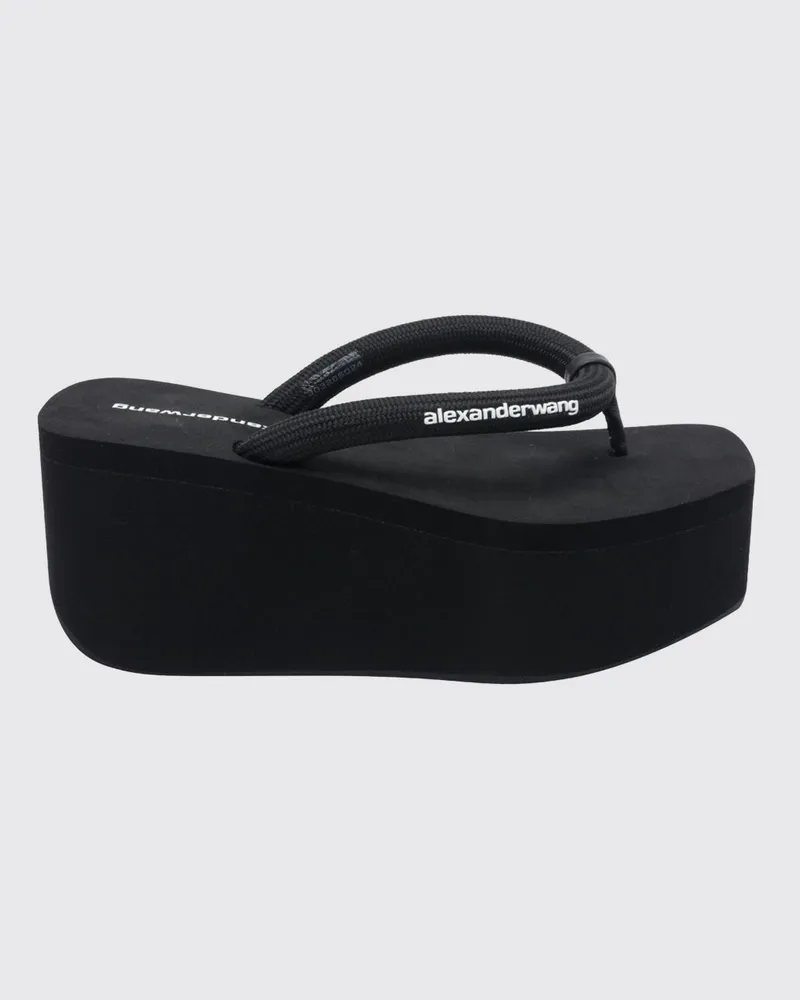Alexander Wang Jenna Plateau-Zehentrenner-Sandalen aus Mesh mit Keilabsatz Schwarz