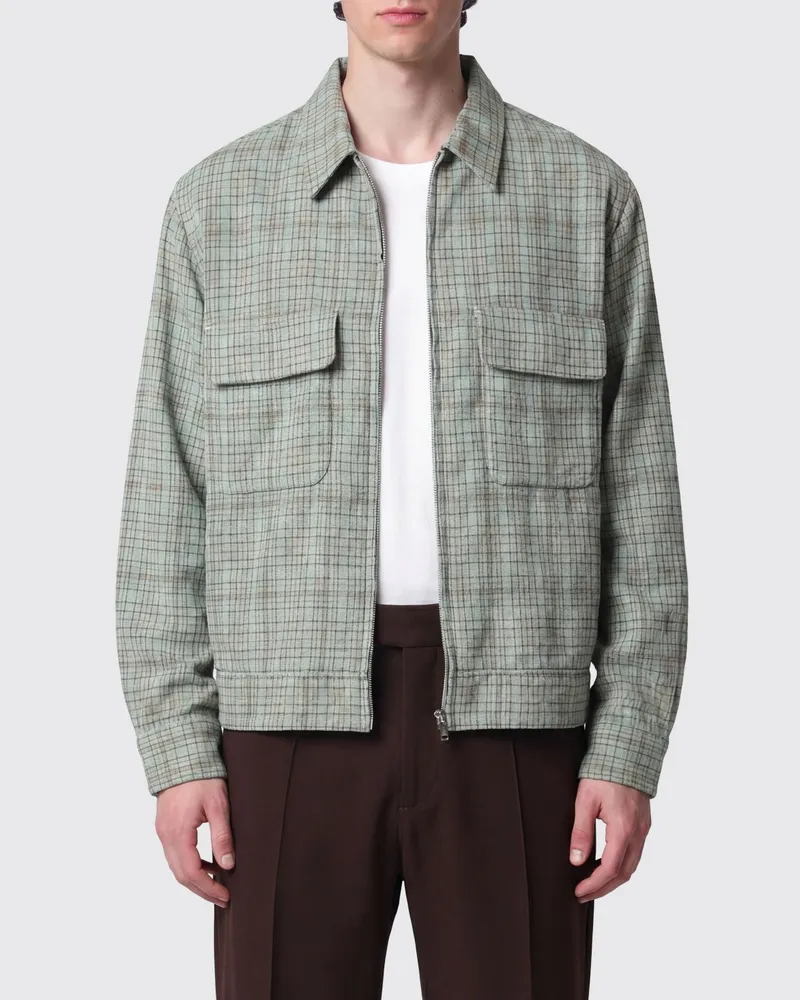 NEEDLES Dobby Grid Karo-Overshirt aus Rayon-Mischung mit Pattentaschen Grün