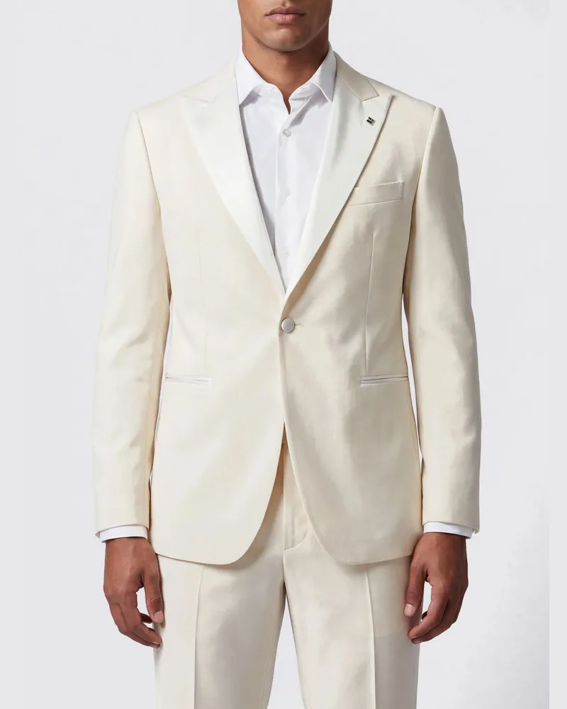 Tagliatore Smokingjacke aus reiner Schurwolle mit Ein-Knopf-Verschluss Cream