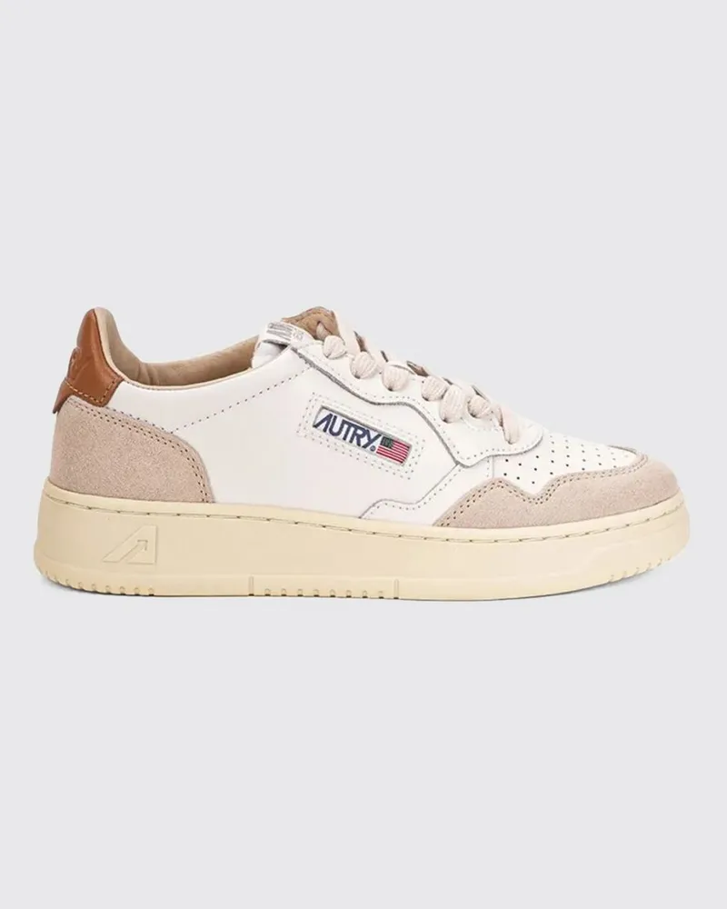 AUTRY Medalist Low Sneakers aus Leder, Wildleder und Nylon im Bicolor-Design Weiss