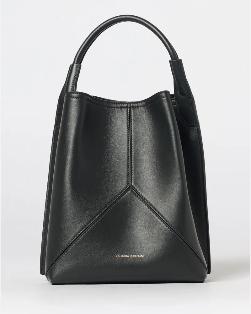 Victoria Beckham Leder-Bucket-Bag mit röhrenförmigem Griff Schwarz