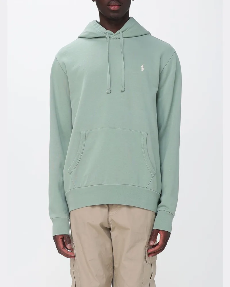 Ralph Lauren Baumwoll-Hoodie mit gesticktem Logo, Kordelzug und Kängurutasche Grün