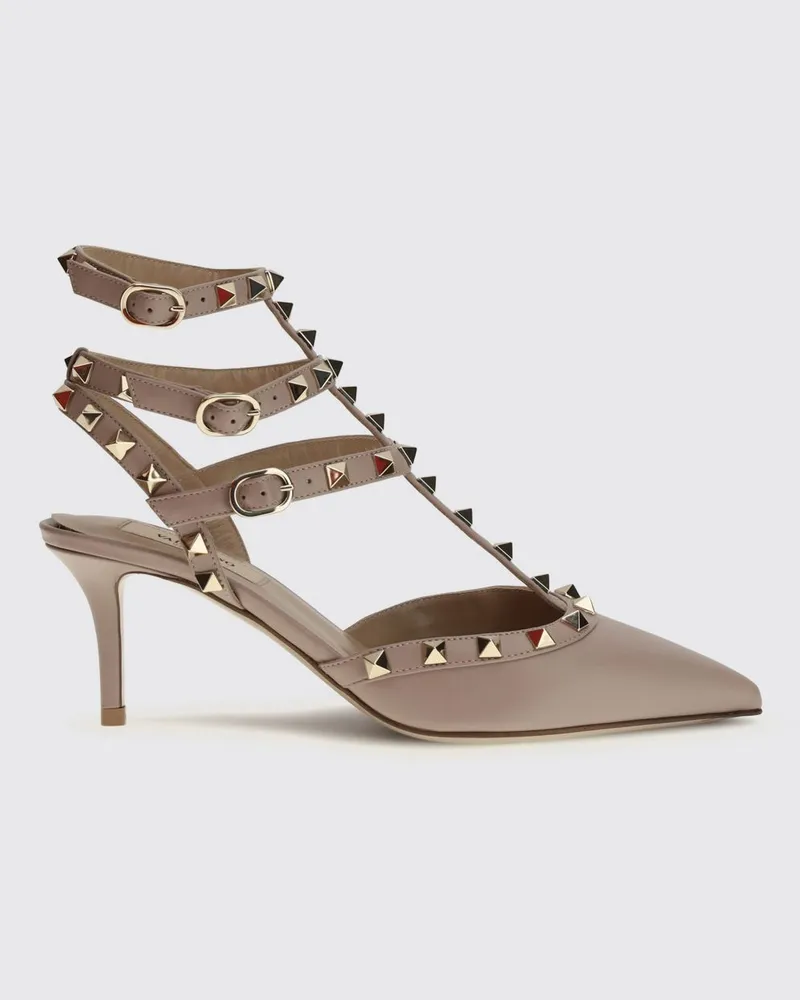 Valentino Garavani Rockstud Leder-Slingback-Pumps mit Nieten und mittlerem Stilettoabsatz Puder