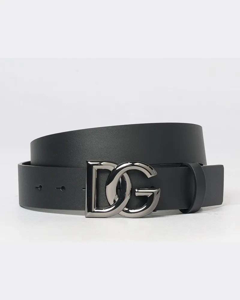 Dolce & Gabbana DOLCE  GABBANA Gürtel Dolce & Gabbana aus glattem Kalbsleder mit DG-Monogramm-Schnalle Schwarz