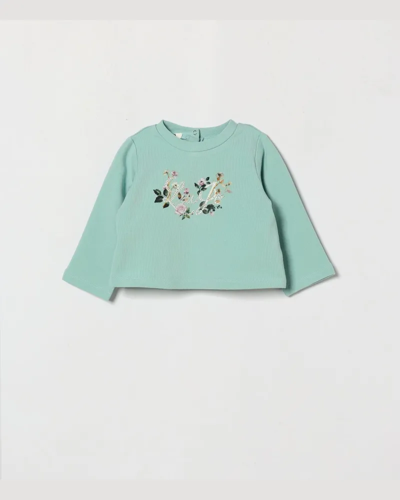 Liu Jo Pullover für Mädchen aus Baumwollmischung mit Stickerei und Strass-Logo Grün