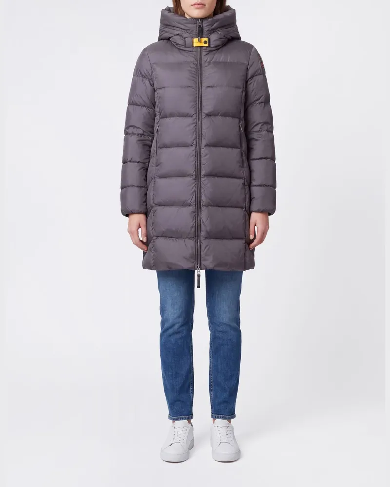 Parajumpers Lange gesteppte Daunenjacke Marion mit Kapuze und hohem Kragen Orchidee
