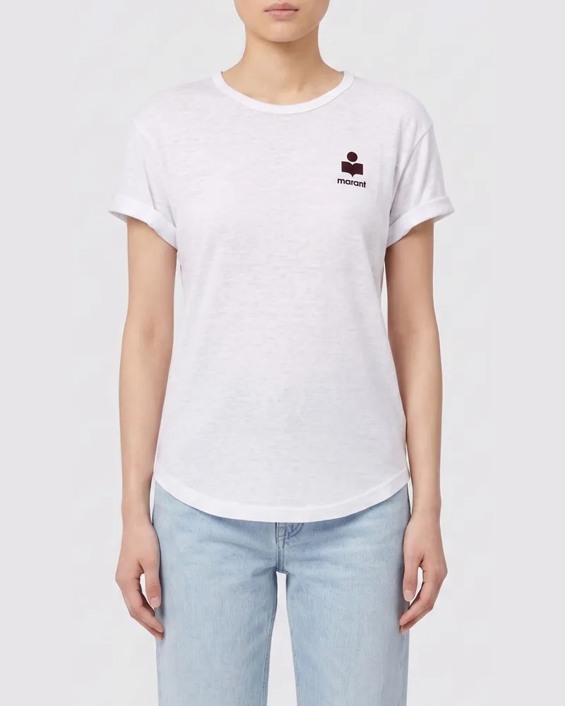 Étoile Isabel Marant Leinen T-Shirts mit Logo Weiss