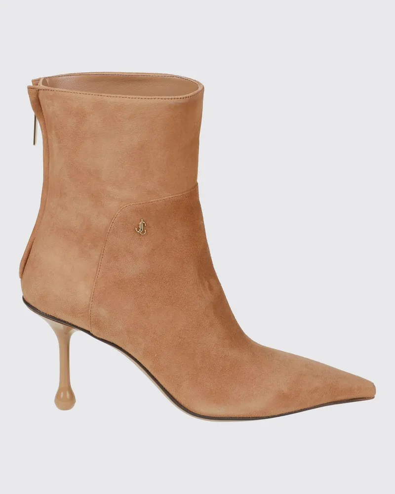 Jimmy Choo Wildleder-Stiefeletten mit tropfenförmigem hohem Absatz Beige