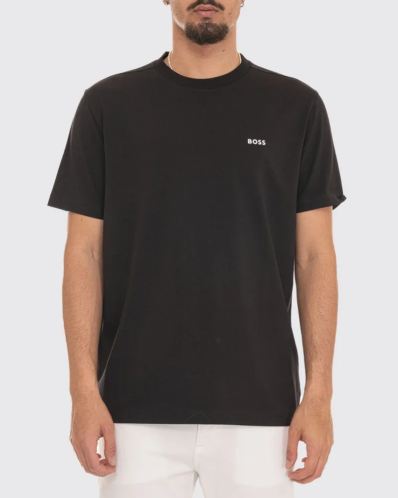 HUGO BOSS Baumwoll-T-Shirt mit Logo Schwarz