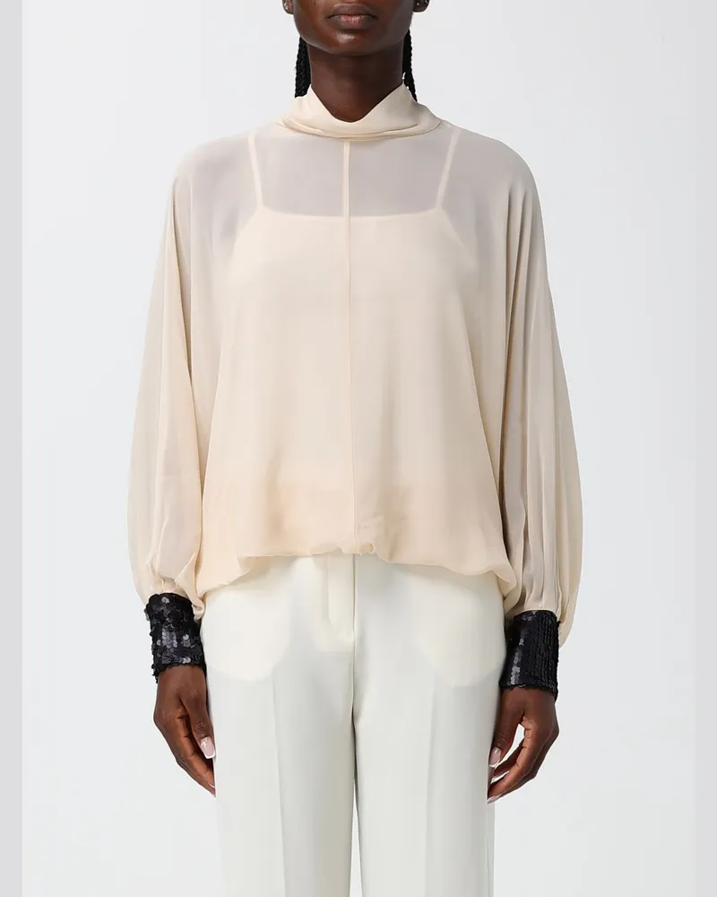 Hanita Drapierte Viskosebluse mit Pailletten und langen Ärmeln Yellow