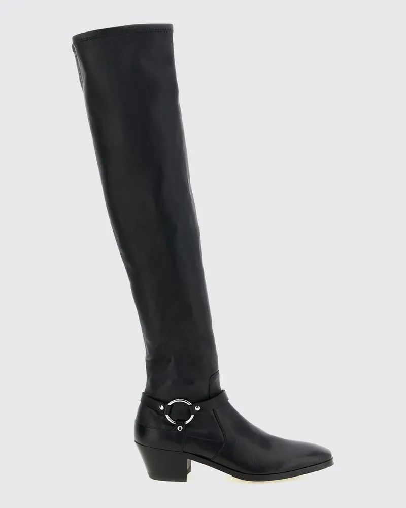 Tom Ford Overknee-Cuissardes im Texas-Stil aus Glattleder mit niedrigem Absatz Schwarz