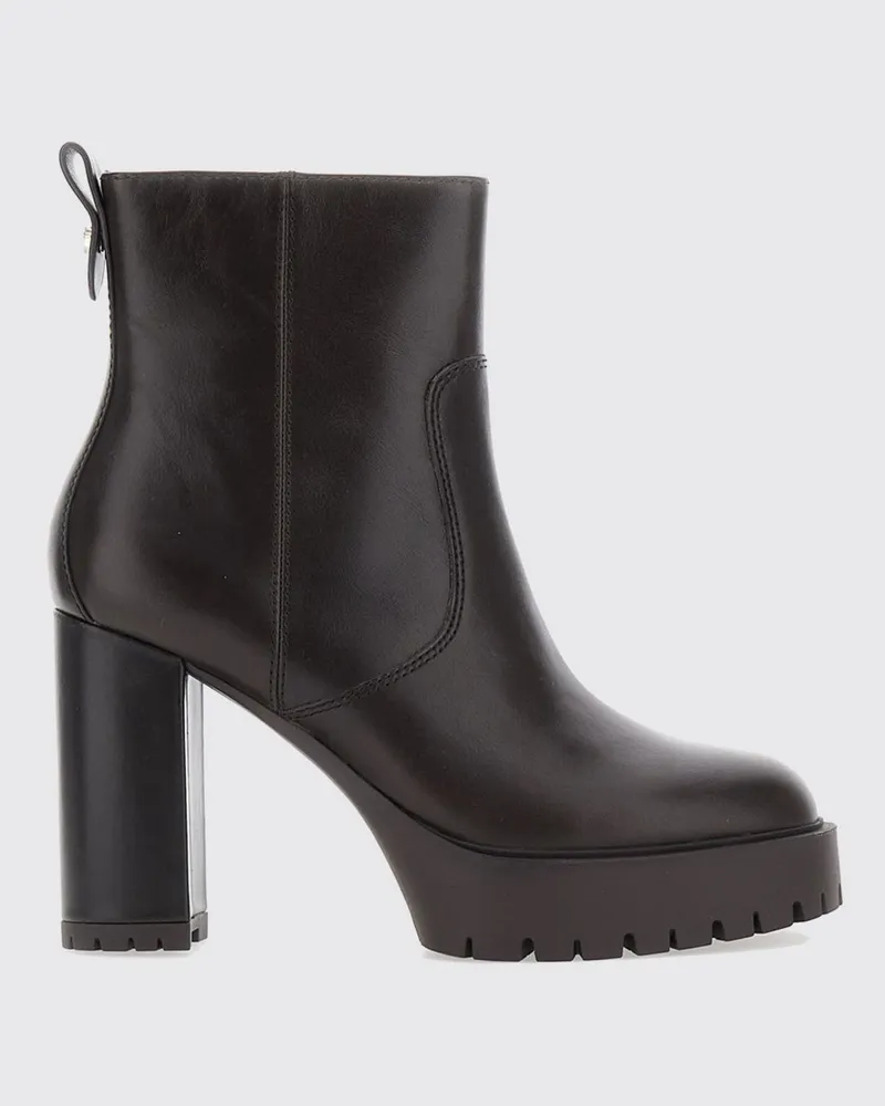 Pinko Lederstiefeletten mit hohem Absatz und Plateausohle Braun