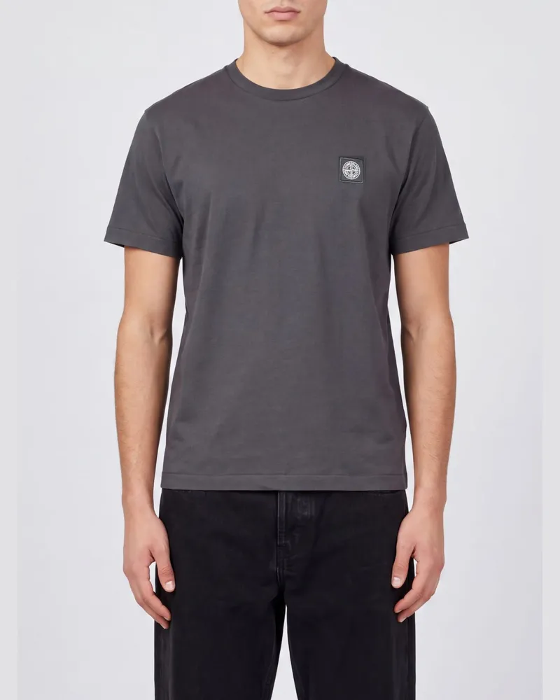 Stone Island Baumwoll-T-Shirt mit Kompass-Logo-Patch auf der Brust Grau