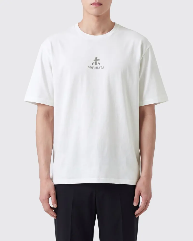 Premiata Baumwoll-T-Shirt mit Rundhalsausschnitt und Kontrast-Logo Weiß