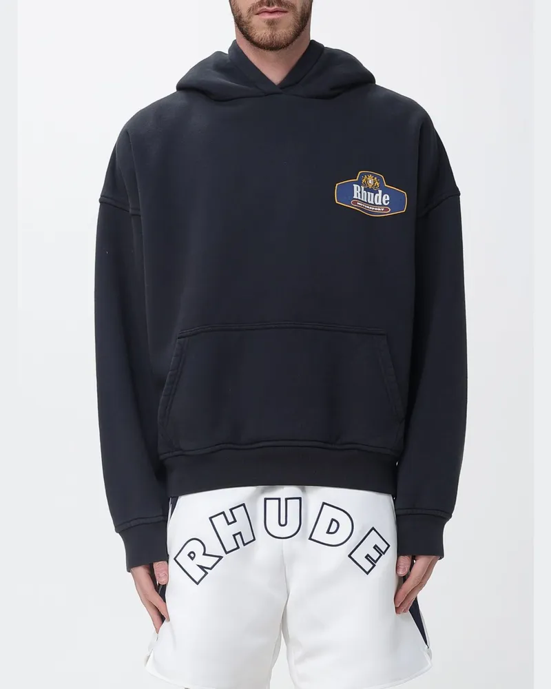 RHUDE Baumwoll-Kapuzenpullover mit Logo Schwarz