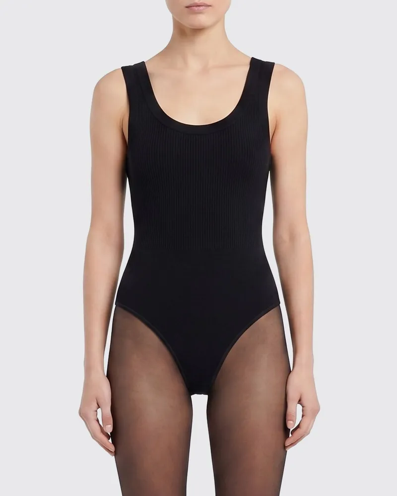 Alaïa Gerippter Viskose-Body Schwarz