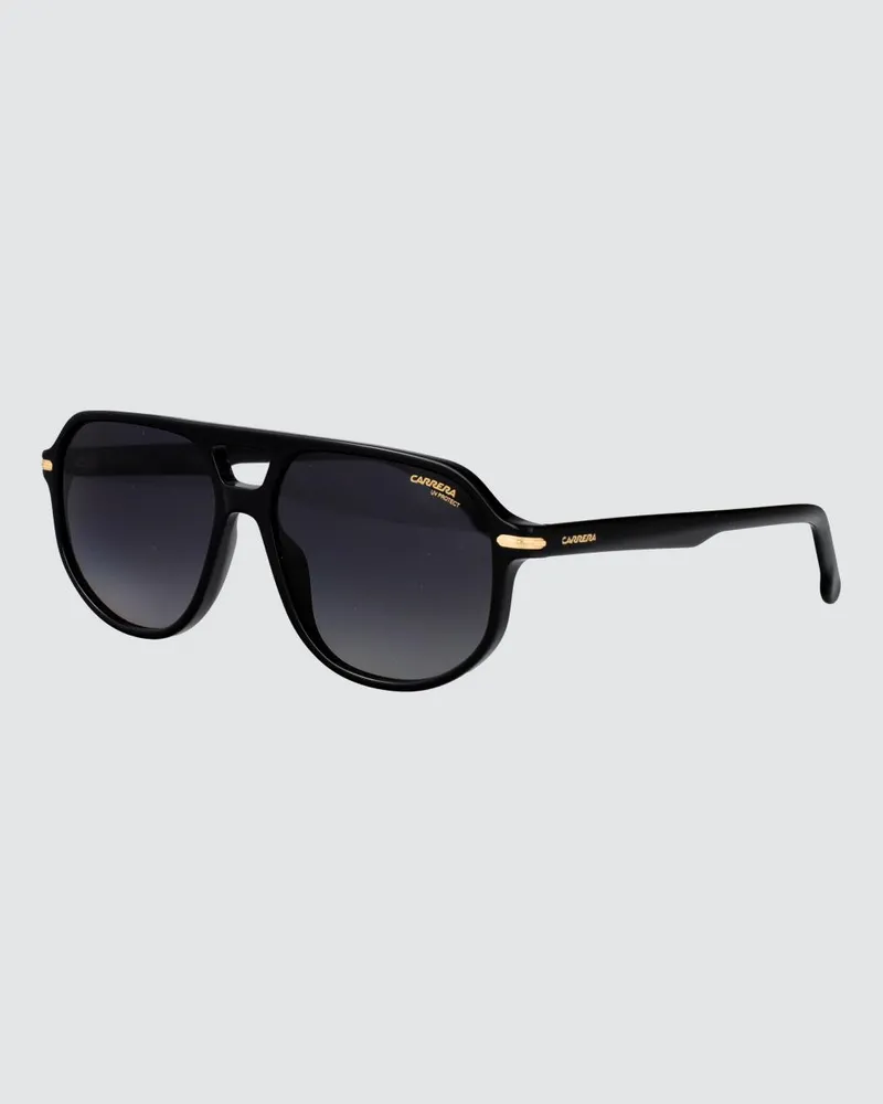 Carrera Abgerundete Aviator-Sonnenbrille aus Acetat mit Doppelsteg Schwarz