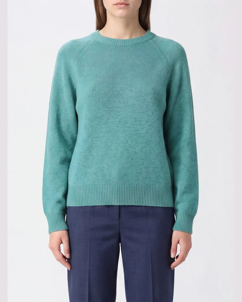 FRANKIE Shop Pullover mit Rundhalsausschnitt aus Wollmischung mit Rippbündchen Grün